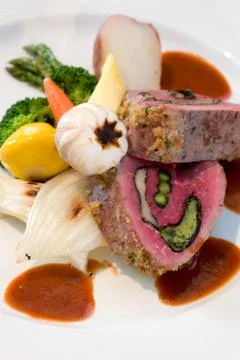 Stuffed beef steaks Stock Photos