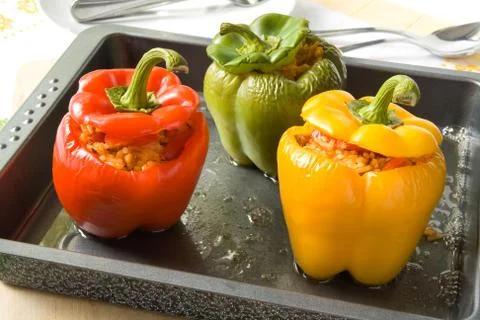 Stuffed bell peppers Stock Photos