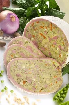 Stuffed breast of veal on white Stock Photos