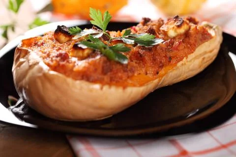 Stuffed butternut squash Stock Photos
