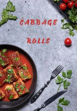 Stuffed cabbage rolls with copy space on gray Stock Photos