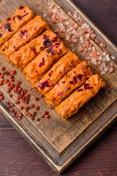 Stuffed cabbage rolls with rice and chicken or pork, seasoned with salt and.. Stock Photos