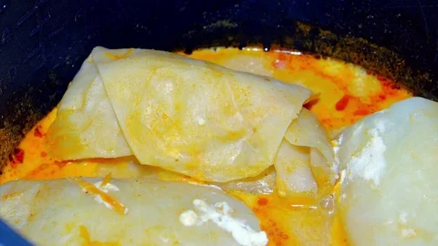 Stuffed cabbage stewed in a pot Stock Footage 72450056
