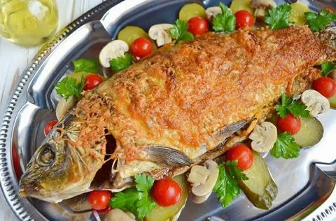 Stuffed carp Stock Photos
