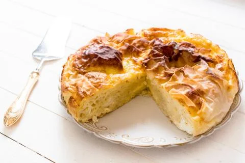 Stuffed cheese pie Stock Photos