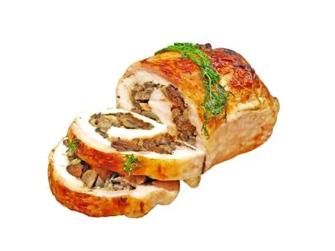 Stuffed chicken roll. Stock Photos