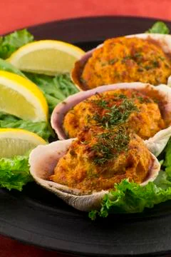 Stuffed clams Stock Photos