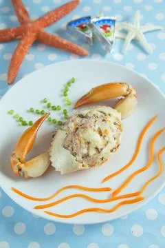 Stuffed Crab on the dish Stock Photos