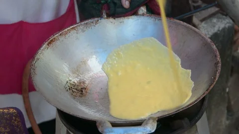 Stuffed crispy egg crepe Stock Footage 85898635