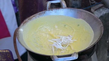 Stuffed crispy egg crepe Stock Footage 85898927