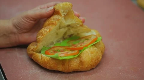Stuffed Croissant Stock Footage 56633927