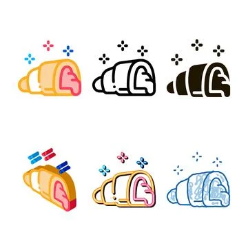 Stuffed croissant minimal icon vector outline Stock Illustration