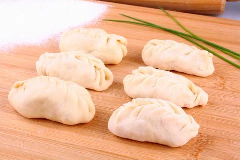 Stuffed dumplings, preparation Stock Photos