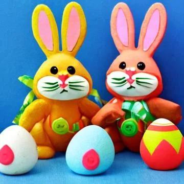 Stuffed Easter Bunny Twins Ilustração Stock