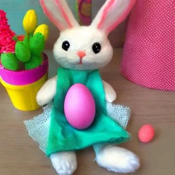 Stuffed Easter Bunny w One Egg Ilustração Stock