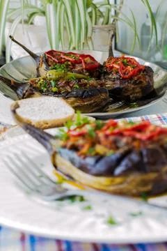 Stuffed eggplant Stock Photos