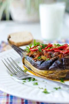 Stuffed eggplant Stock Photos