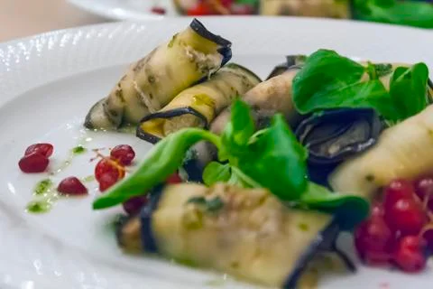 Stuffed eggplants with lettuce Stock Photos
