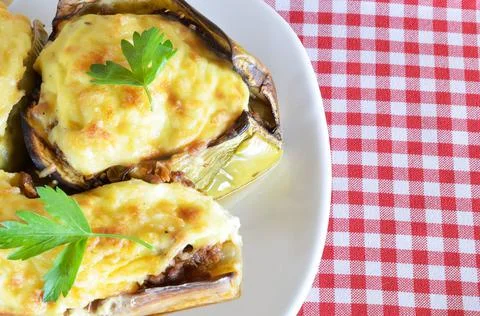 Stuffed eggplants Stock Photos