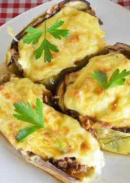 Stuffed eggplants Stock Photos