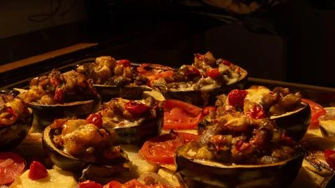 Stuffed eggplants Stock Photos