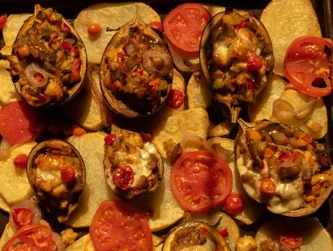 Stuffed eggplants Stock Photos