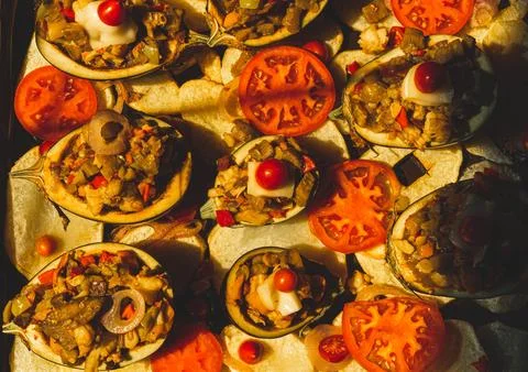 Stuffed eggplants Stock Photos