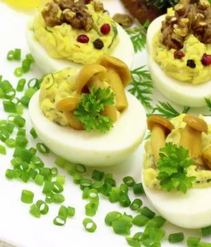 Stuffed eggs Stock Photos