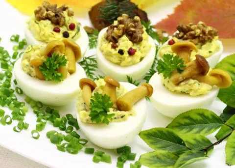 Stuffed eggs Stock Photos