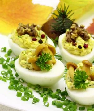 Stuffed eggs Stock Photos