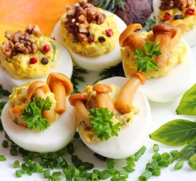 Stuffed eggs Stock Photos