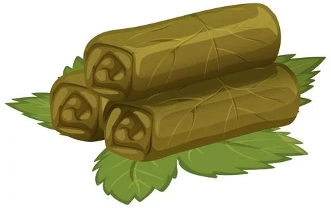 Stuffed Grape Leaves on Green Leaf Vector Illustration Ilustración de archivo