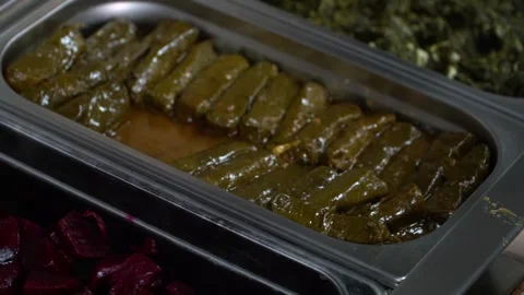 Stuffed Grape Leaves Serving Stock Footage 318310148