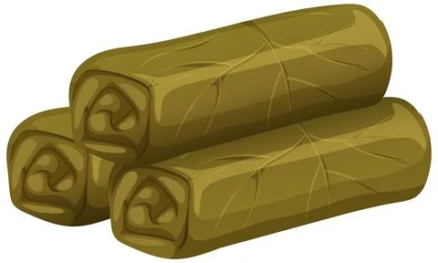 Stuffed Grape Leaves Vector Illustration on White Background Stock Illustration