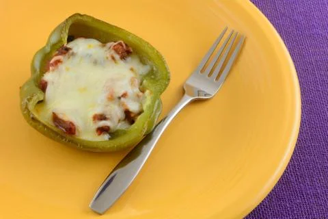 Stuffed green bell pepper Foto stock