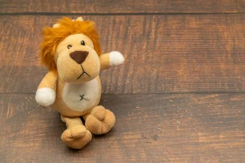 Stuffed lion close up, on colorful background. Foto stock