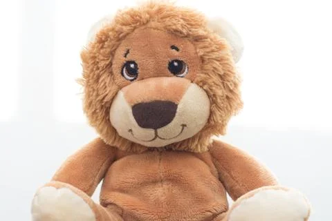 Stuffed lion on white background Stock Photos
