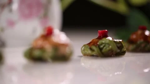 Stuffed meat with beans on a plate (7) Stock Footage 202160341