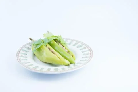 Stuffed minced pork bell pepper Stock Photos