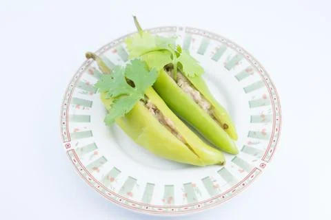 Stuffed minced pork bell pepper Stock Photos