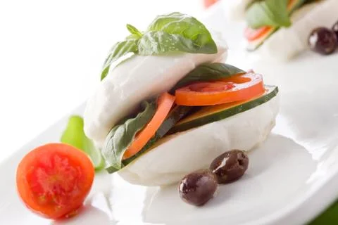 Stuffed mozzarella sandwich Stock Photos