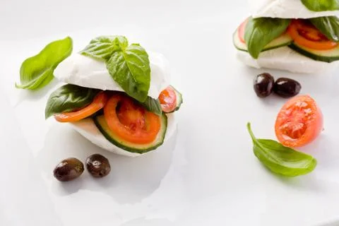 Stuffed mozzarella sandwich Stock Photos