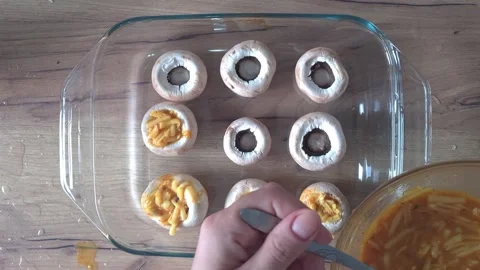 Stuffed Mushrooms Cooking Process. Video stock 220350243