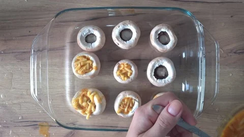 Stuffed Mushrooms Cooking Process. Video stock 220350246