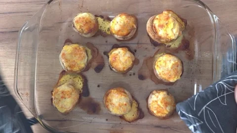 Stuffed Mushrooms Video stock 220350266