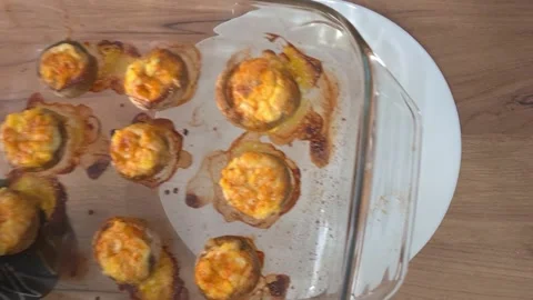 Stuffed Mushrooms Stock Footage 220350267