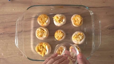 Stuffed Mushrooms With Vegetables Video stock 220350271