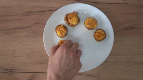 Stuffed Mushrooms With Vegetables Stock Footage 220350276