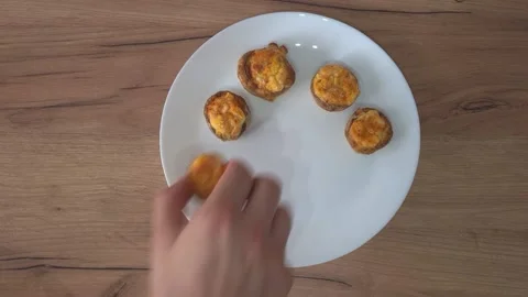 Stuffed Mushrooms With Vegetables Video stock 220350283