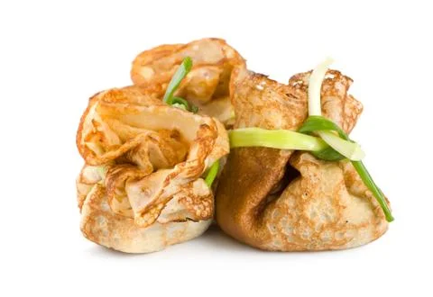 Stuffed pancakes isolated Stock Photos
